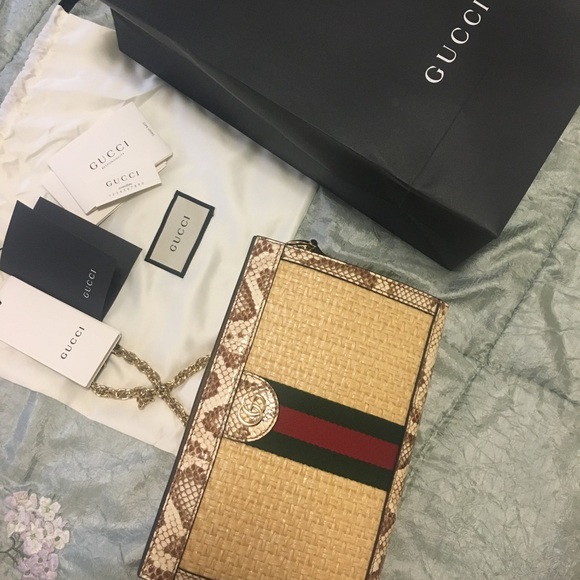 LIMITED EDITION. SPRING COLLECTION. Gucci Ophidia Straw Small Shoulder Bag. - Picture 1 of 9